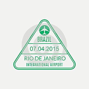 Rio de Janeiro passport stamp. Brazil airport visa stamp or immigration sign. Custom control cachet. Vector illustration.